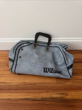 Vintage Wilson Light Blue Gray Tennis Duffel Bag